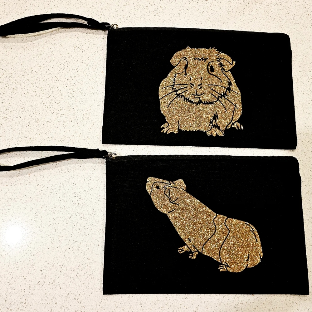 Two Guinea Pig Pouches with Zipper